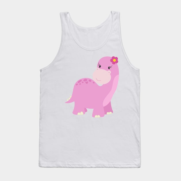 Cute Dinosaur, Pink Dinosaur, Girl Dinosaur, Dino Tank Top by Jelena Dunčević